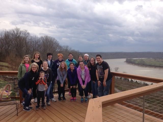Honors students enjoy dinner and a beautiful view at the Overlook Restaurant.